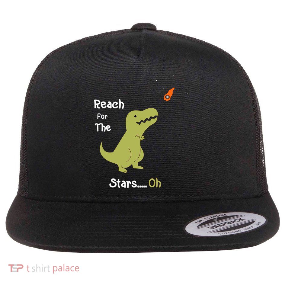 T-Rex Reach For The Stars Oh Dinosaur Dino Cool Cute Funny Flatbill Hat