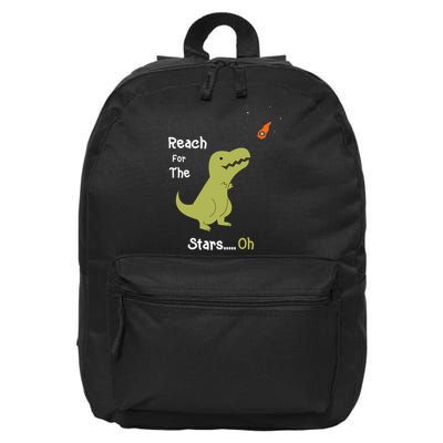 T-Rex Reach For The Stars Oh Dinosaur Dino Cool Cute Funny 16 in Basic Backpack