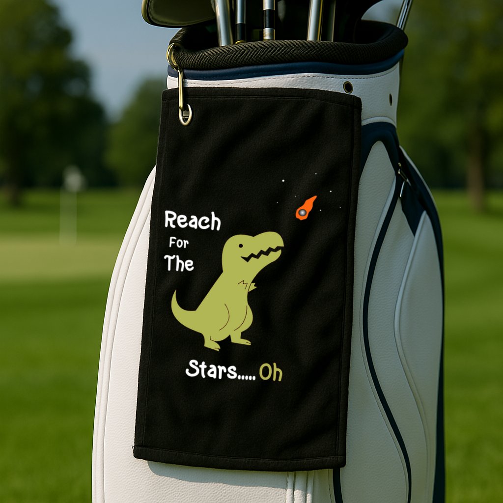 T-Rex Reach For The Stars Oh Dinosaur Dino Cool Cute Funny Golf Towel