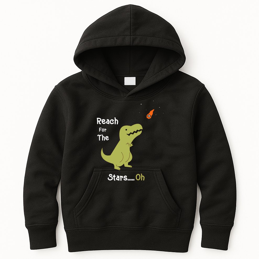 T-Rex Reach For The Stars Oh Dinosaur Dino Cool Cute Funny Kids Hoodie