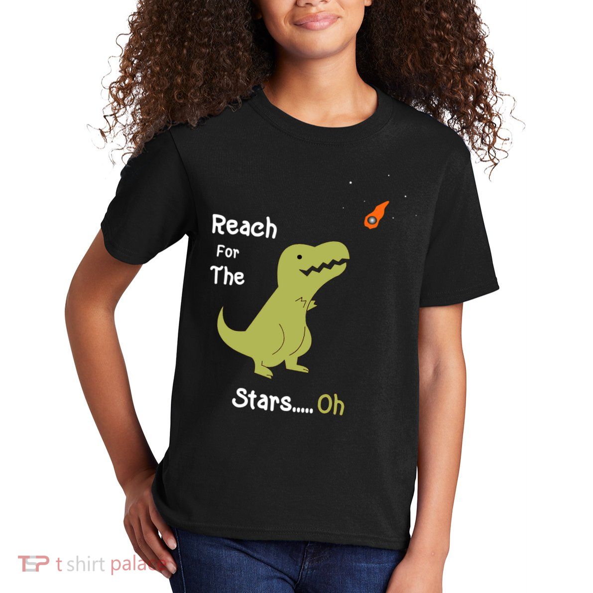 T-Rex Reach For The Stars Oh Dinosaur Dino Cool Cute Funny Kids T-Shirt