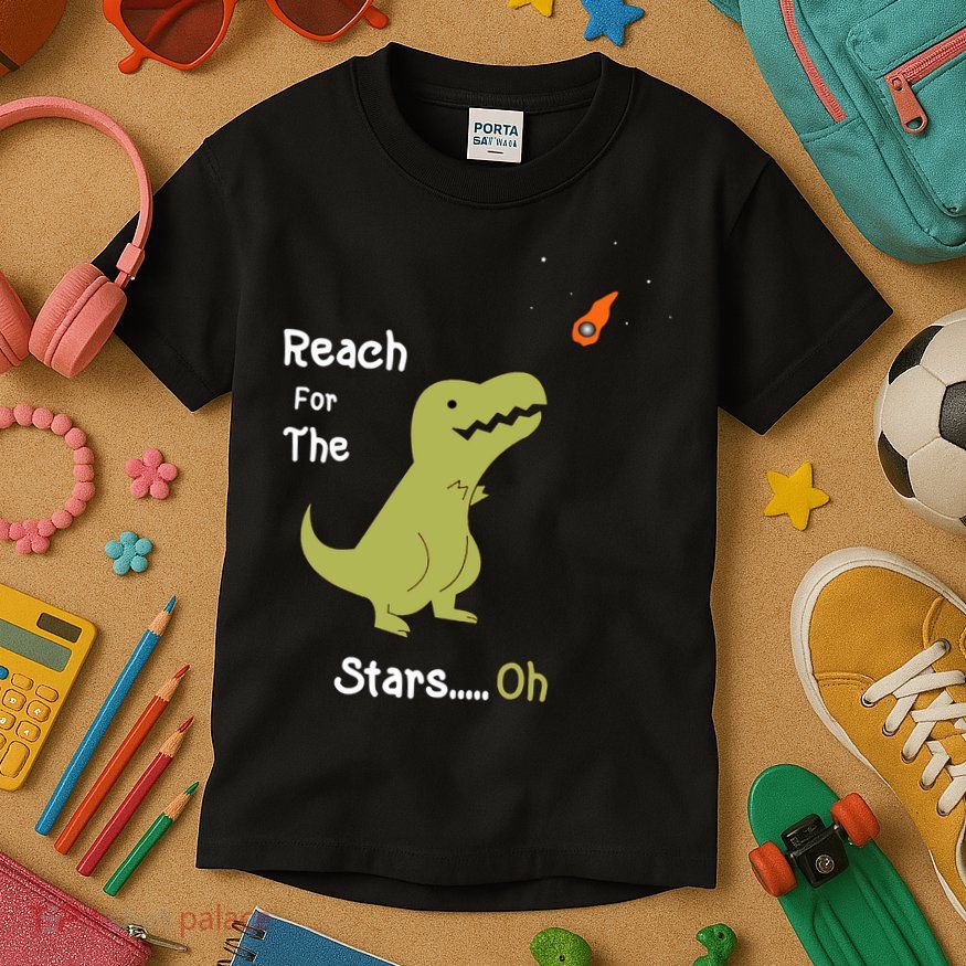 T-Rex Reach For The Stars Oh Dinosaur Dino Cool Cute Funny Kids T-Shirt