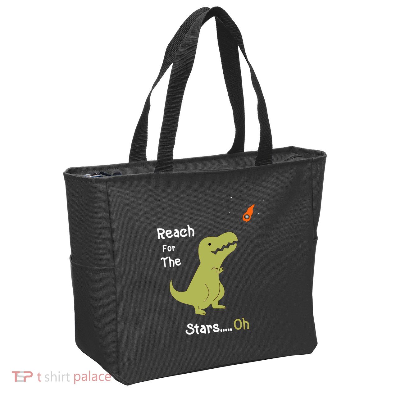 T-Rex Reach For The Stars Oh Dinosaur Dino Cool Cute Funny Zip Tote Bag