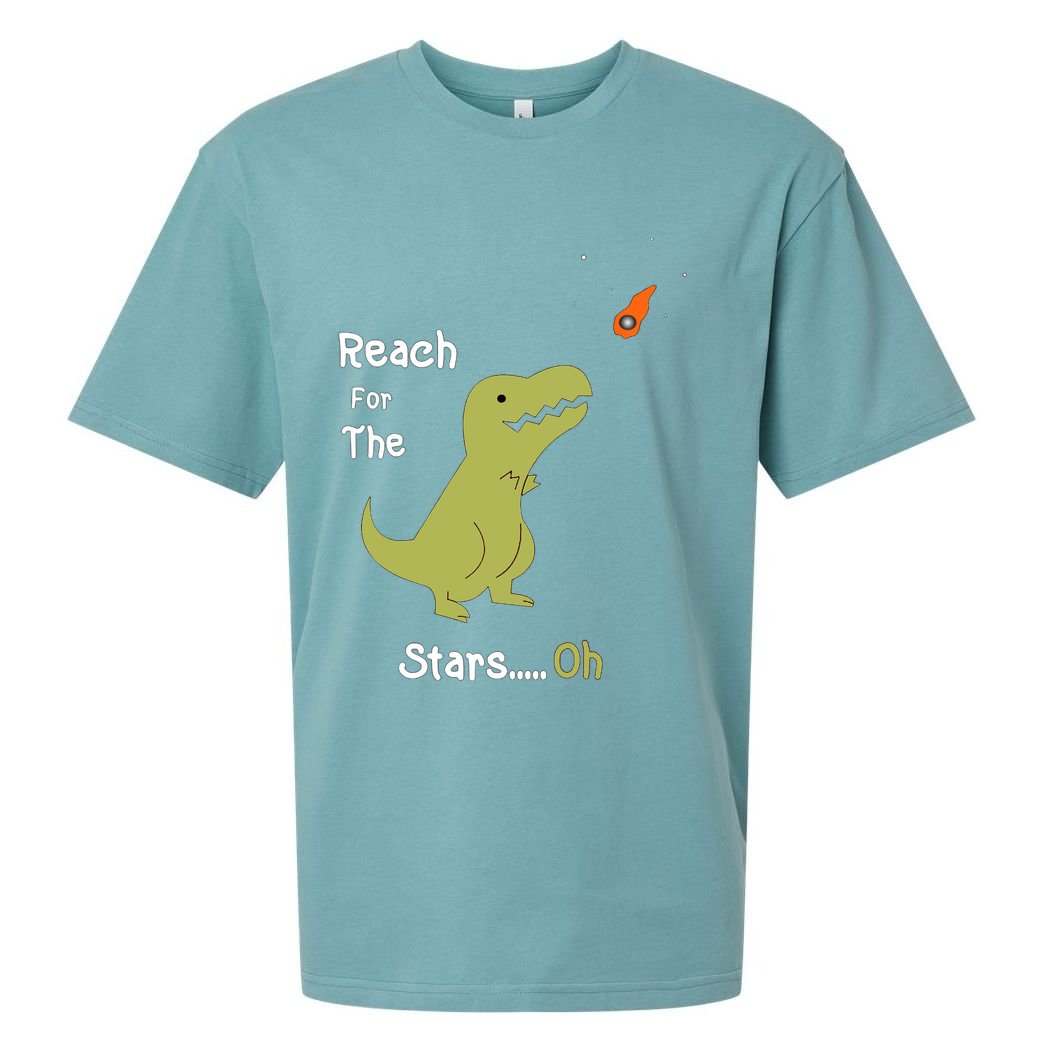 T-Rex Reach For The Stars Oh Dinosaur Dino Cool Cute Funny Sueded Cloud Jersey T-Shirt