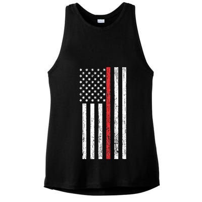 Thin RedLine Firefighter Flag Distressed Effect Ladies PosiCharge Tri-Blend Wicking Tank