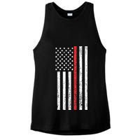 Thin RedLine Firefighter Flag Distressed Effect Ladies PosiCharge Tri-Blend Wicking Tank
