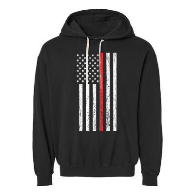 Thin RedLine Firefighter Flag Distressed Effect Garment-Dyed Fleece Hoodie