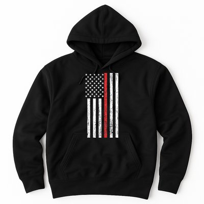 Thin RedLine Firefighter Flag Distressed Effect Hoodie