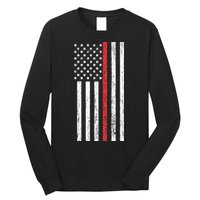 Thin RedLine Firefighter Flag Distressed Effect Long Sleeve Shirt