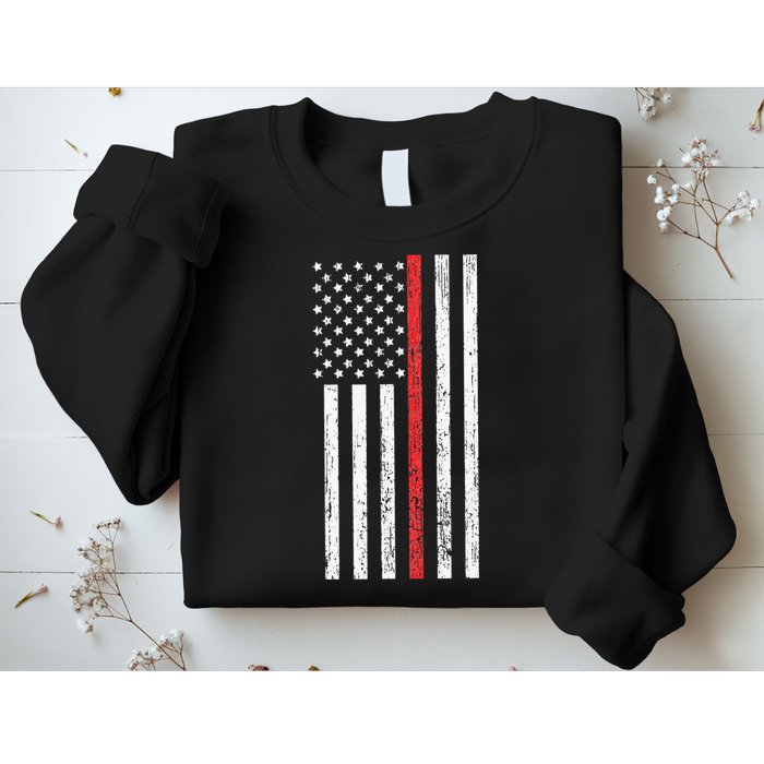Thin RedLine Firefighter Flag Distressed Effect Sweatshirt