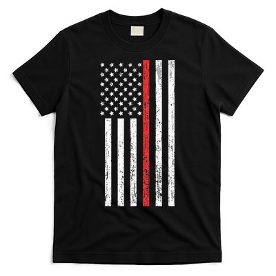 Thin RedLine Firefighter Flag Distressed Effect T-Shirt