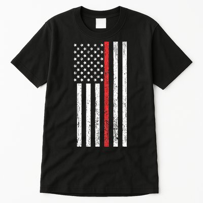 Thin RedLine Firefighter Flag Distressed Effect Tall T-Shirt