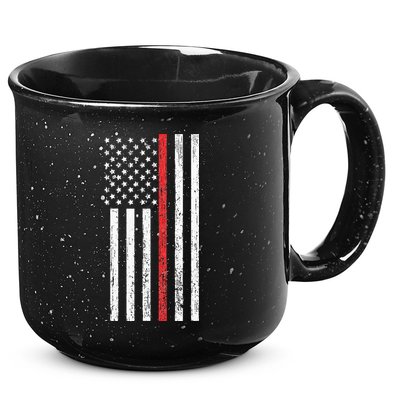 Thin RedLine Firefighter Flag Distressed Effect 15oz Campfire Ceramic Mug