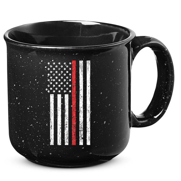 Thin RedLine Firefighter Flag Distressed Effect 15oz Campfire Ceramic Mug
