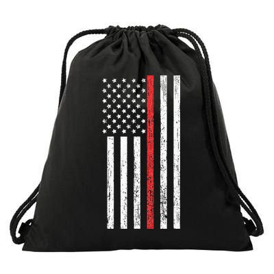 Thin RedLine Firefighter Flag Distressed Effect Drawstring Bag