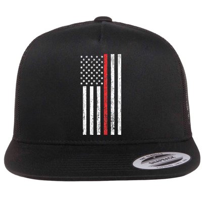 Thin RedLine Firefighter Flag Distressed Effect Flatbill Hat