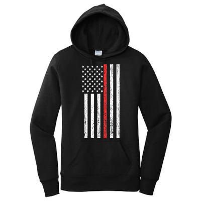 Thin RedLine Firefighter Flag Distressed Effect Women's Pullover Hoodie