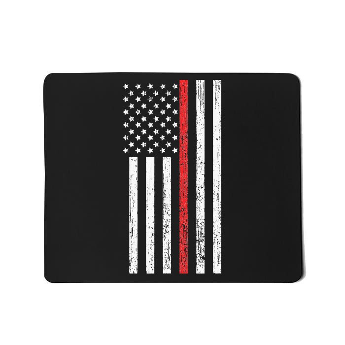 Thin RedLine Firefighter Flag Distressed Effect Mousepad