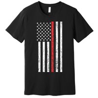 Thin RedLine Firefighter Flag Distressed Effect Premium T-Shirt