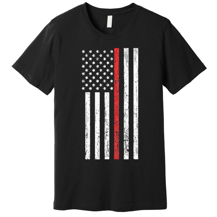 Thin RedLine Firefighter Flag Distressed Effect Premium T-Shirt