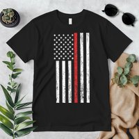 Thin RedLine Firefighter Flag Distressed Effect Premium T-Shirt