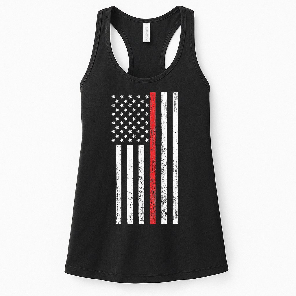 Thin RedLine Firefighter Flag Distressed Effect Womens Tank Top