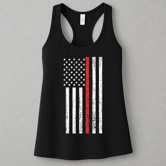 Thin RedLine Firefighter Flag Distressed Effect Womens Tank Top