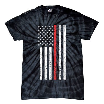 Thin RedLine Firefighter Flag Distressed Effect Tie-Dye T-Shirt