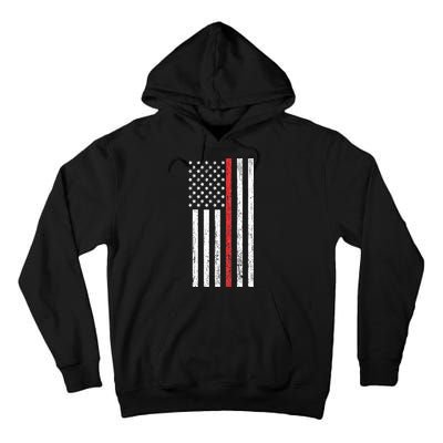 Thin RedLine Firefighter Flag Distressed Effect Tall Hoodie