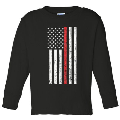 Thin RedLine Firefighter Flag Distressed Effect Toddler Long Sleeve Shirt