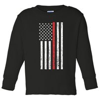 Thin RedLine Firefighter Flag Distressed Effect Toddler Long Sleeve Shirt