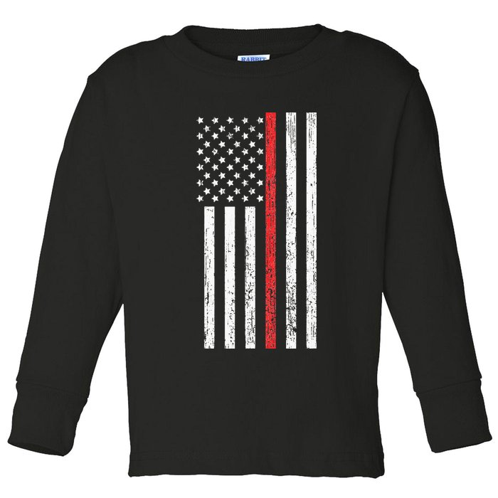 Thin RedLine Firefighter Flag Distressed Effect Toddler Long Sleeve Shirt
