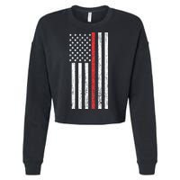 Thin RedLine Firefighter Flag Distressed Effect Cropped Pullover Crew
