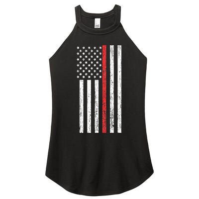 Thin RedLine Firefighter Flag Distressed Effect Women's Perfect Tri Rocker Tank
