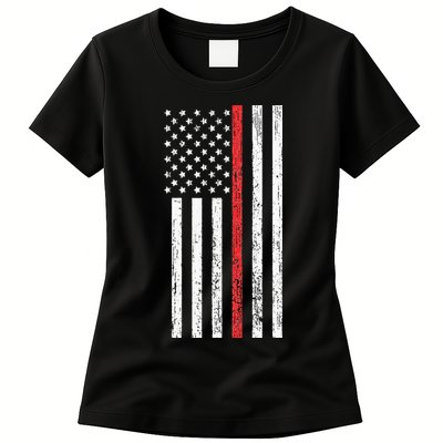 Thin RedLine Firefighter Flag Distressed Effect Womens T-Shirt