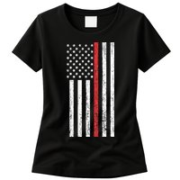 Thin RedLine Firefighter Flag Distressed Effect Womens T-Shirt