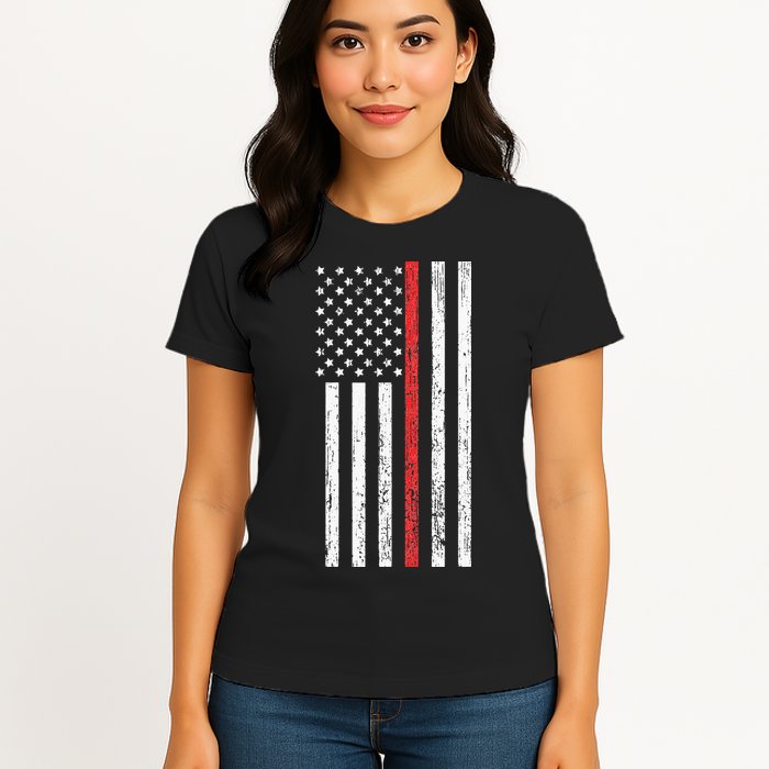 Thin RedLine Firefighter Flag Distressed Effect Womens T-Shirt