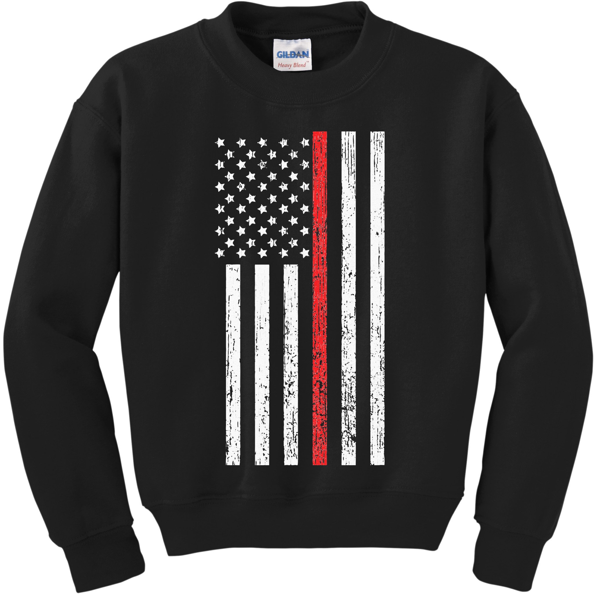 Thin RedLine Firefighter Flag Distressed Effect Kids Sweatshirt