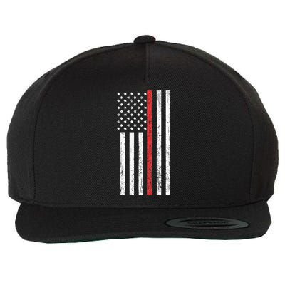 Thin RedLine Firefighter Flag Distressed Effect Wool Snapback Cap