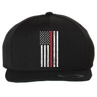 Thin RedLine Firefighter Flag Distressed Effect Wool Snapback Cap