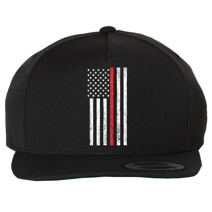 Thin RedLine Firefighter Flag Distressed Effect Wool Snapback Cap