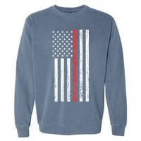 Thin RedLine Firefighter Flag Distressed Effect Garment-Dyed Sweatshirt