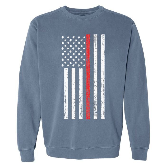 Thin RedLine Firefighter Flag Distressed Effect Garment-Dyed Sweatshirt