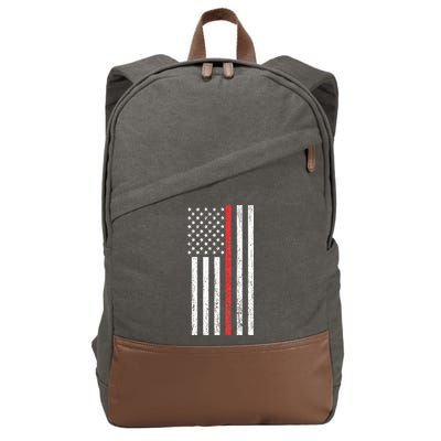 Thin RedLine Firefighter Flag Distressed Effect Cotton Canvas Backpack