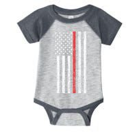 Thin RedLine Firefighter Flag Distressed Effect Infant Baby Jersey Bodysuit