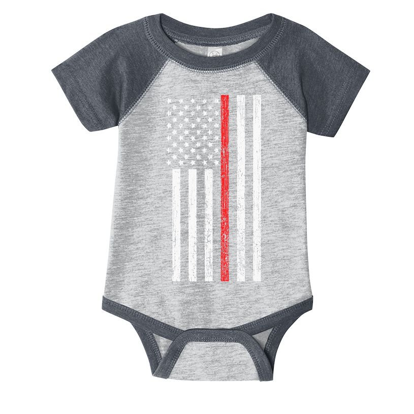 Thin RedLine Firefighter Flag Distressed Effect Infant Baby Jersey Bodysuit