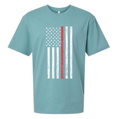 Thin RedLine Firefighter Flag Distressed Effect Sueded Cloud Jersey T-Shirt