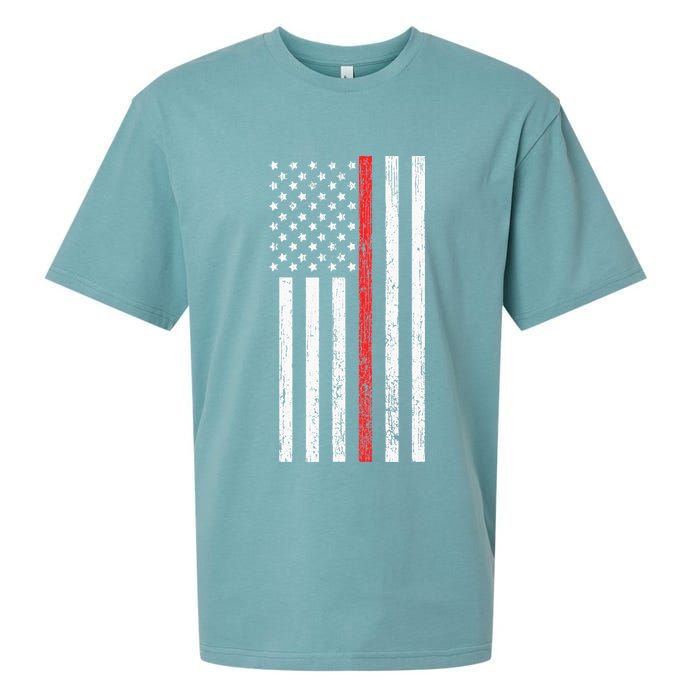 Thin RedLine Firefighter Flag Distressed Effect Sueded Cloud Jersey T-Shirt