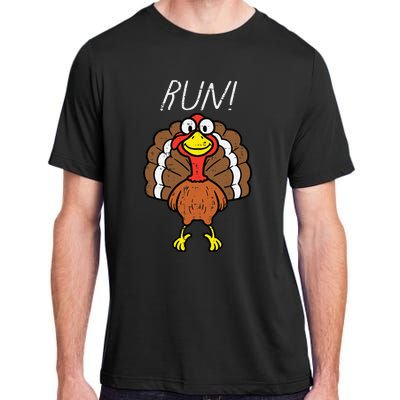 Turkey Run Funny Happy Thanksgiving Day Adult ChromaSoft Performance T-Shirt