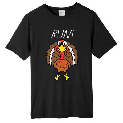 Turkey Run Funny Happy Thanksgiving Day Tall Fusion ChromaSoft Performance T-Shirt